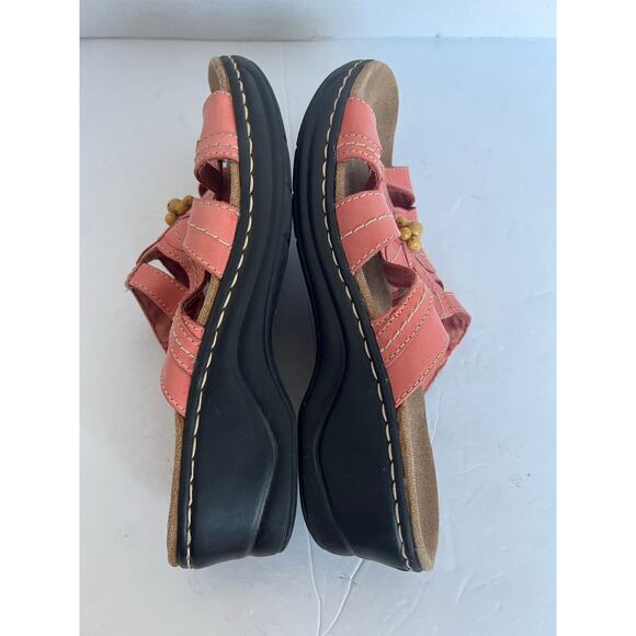 Clarks Lexi Myrtle Low Wedge Bendables Slide Leather Comfort Sandals Sz 10 Wide - Picture 5 of 10